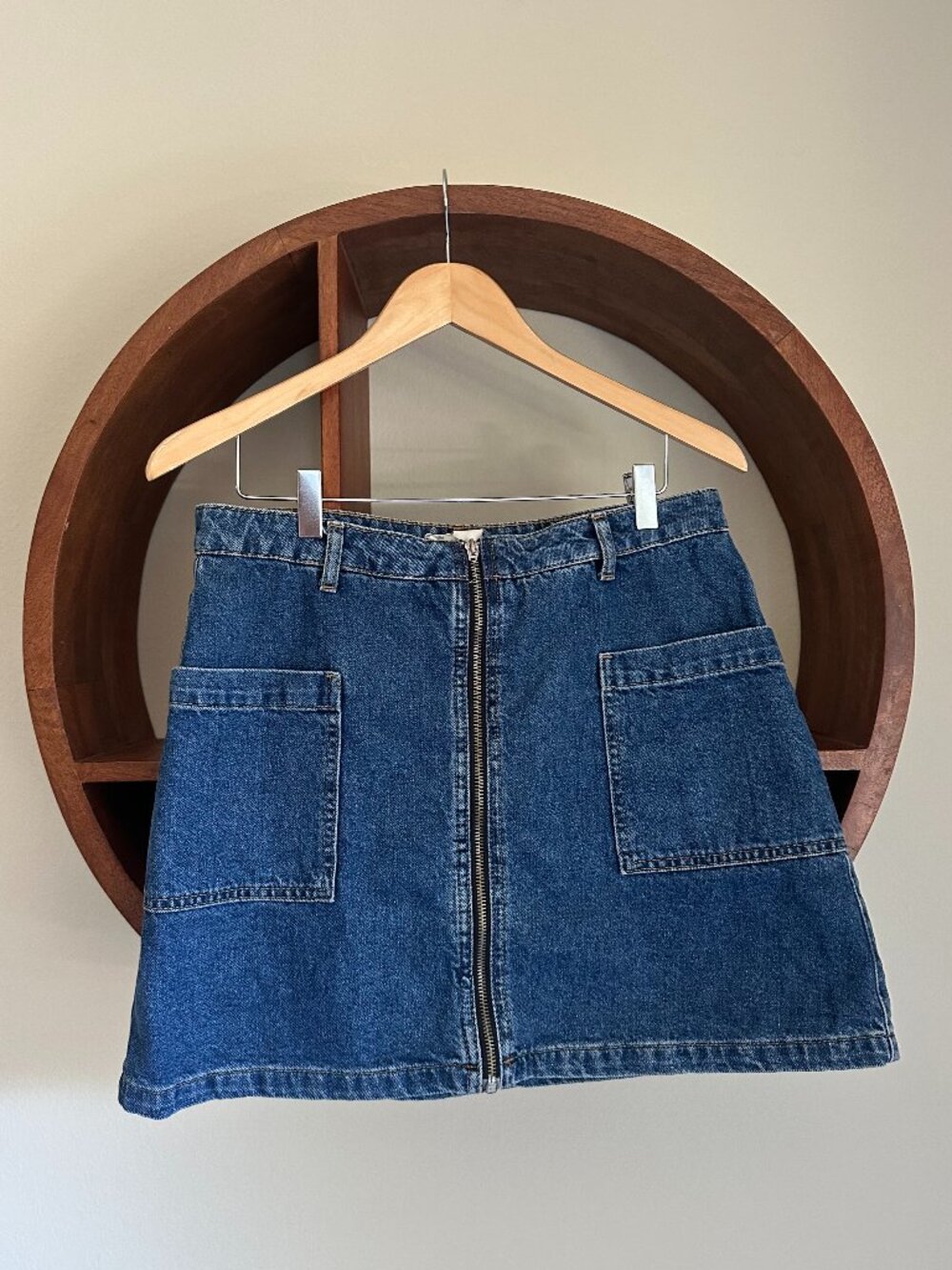 Topshop Moto Denim Mini Skirt Zip Front A-Line Y2K US 8 UK 12